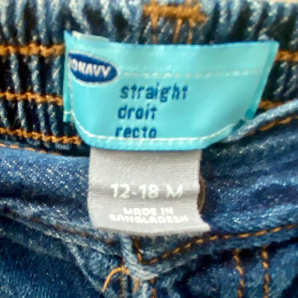 Old Navy Straight Leg Jeans W/Patriotic Plaid Cuff Size 12-18 months